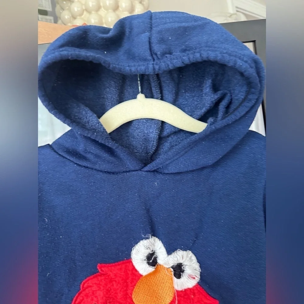 Vintage 2005 Sesame Street Elmo embroidered hoodie sweatshirt navy toddler boy